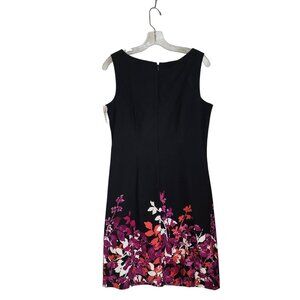 Apt. 9 Black Sleeveless Floral-Print Sheath Dress With Zipper Back & Scoop Neck